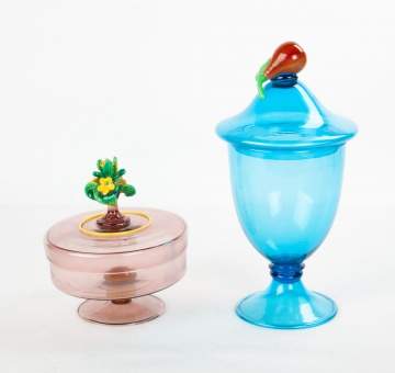 Two Art Glass Candy Dishes