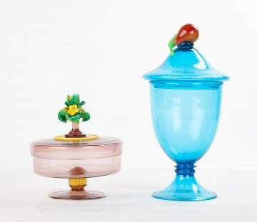 Two Art Glass Candy Dishes