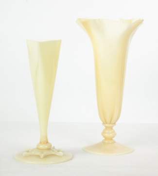 Two Steuben Ivory Grotesque Vases