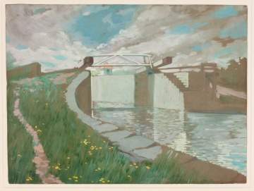 Clifford M. Ulp (Rochester NY, 1885-1958) Erie Canal Scene