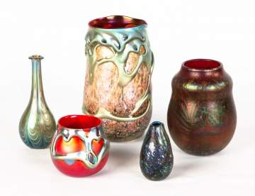 Group of Five Charles Lotton Vases