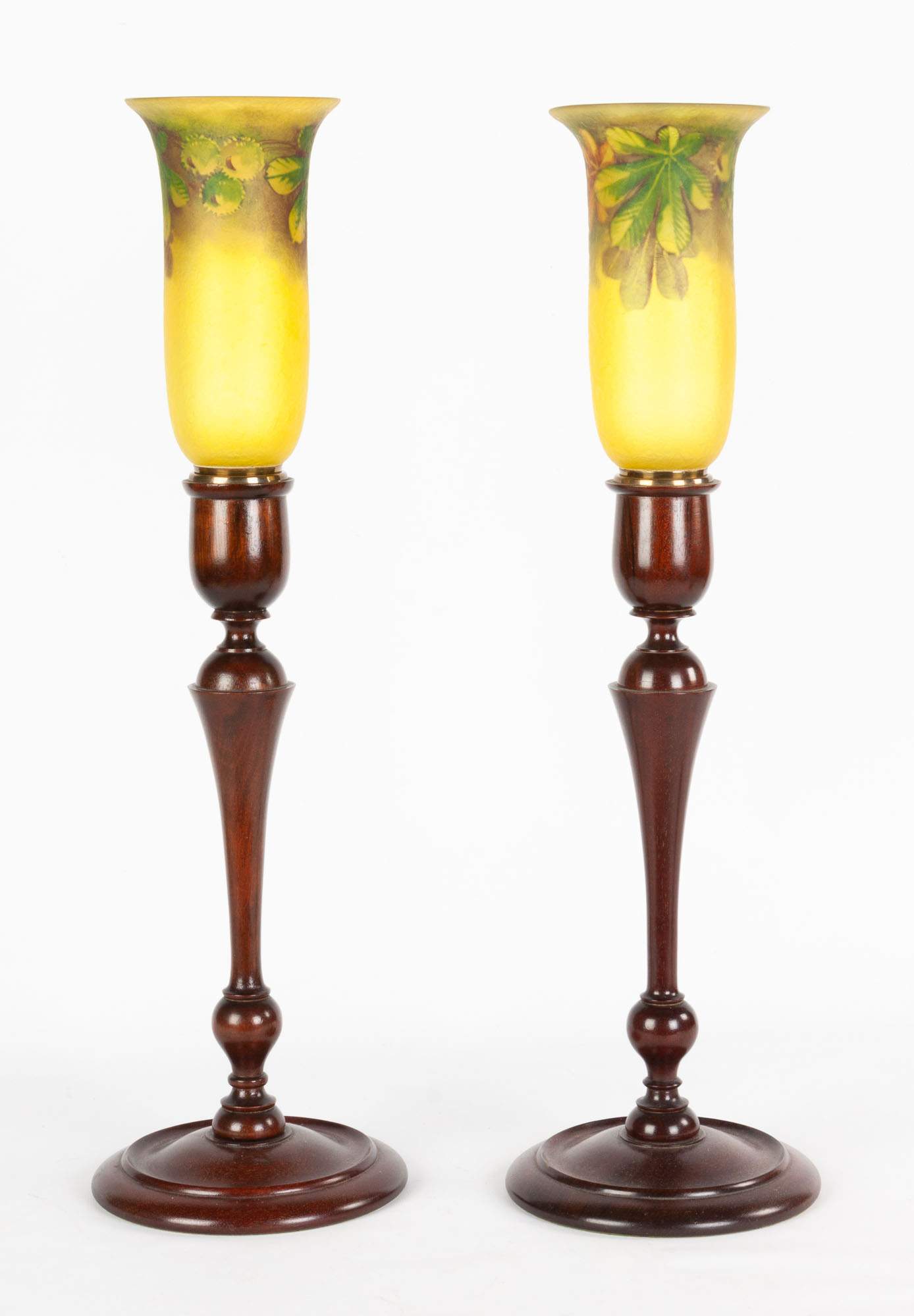 Pair of Pairpoint Hurricane Glass Candlesticks Cottone Auctions