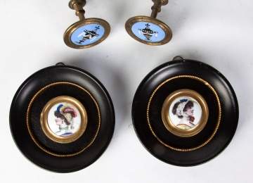 Group of Early 19th Century Brass & Enameled Curtain Ties