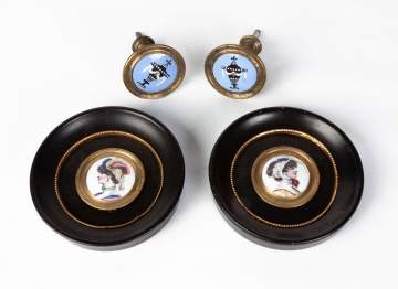 Group of Early 19th Century Brass & Enameled Curtain Ties