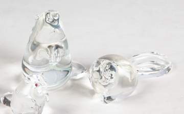 Pair of Large Steuben Crystal Beavers