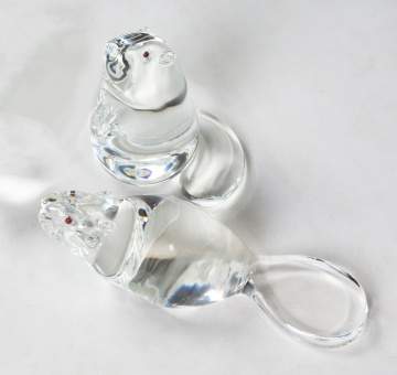 Pair of Large Steuben Crystal Beavers