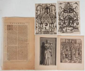 Group of Five 16th Century Prints