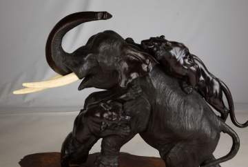 Monumental Japanese Morimitsu, Genryusai Seiya Bronze Elephant Group