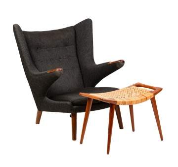 Hans J. Wegner (Danish, 1914-2007) Papa Bear Chair and Ottoman