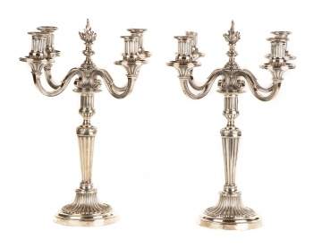 Pair 19th Century Silver-plate Candelabras