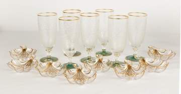 Fine Green Overlay Engraved Glasses