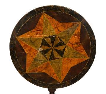 English Tilt Top with Marbleized Paint Decorated Star Top