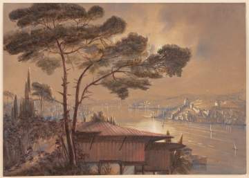 Attr. to Adalbert de Beaumont (French, 1809-1869) Constantinople Harbor Scenes 