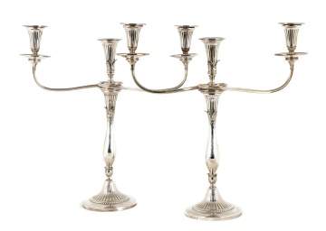 Pair of George III Three Light Candelabras by John Green & Co.