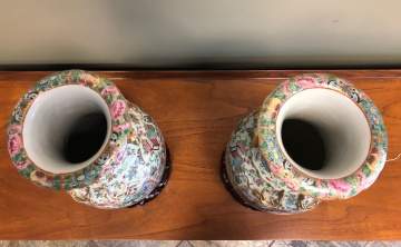 Pair of Chinese Export Famille Rose Vases With  Stands