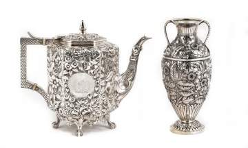 Sterling Teapot & Vase