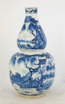 Chinese Blue & White Porcelain Double Gourd Vase