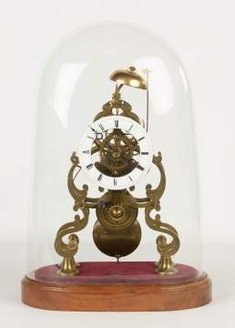 19th Century English Brass Skeleton Clock