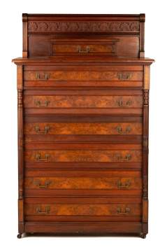 19th Century Victorian Burl Walnut Lockside Case