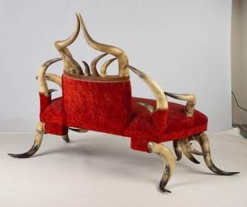 Unusual 19th Century Horn Settee