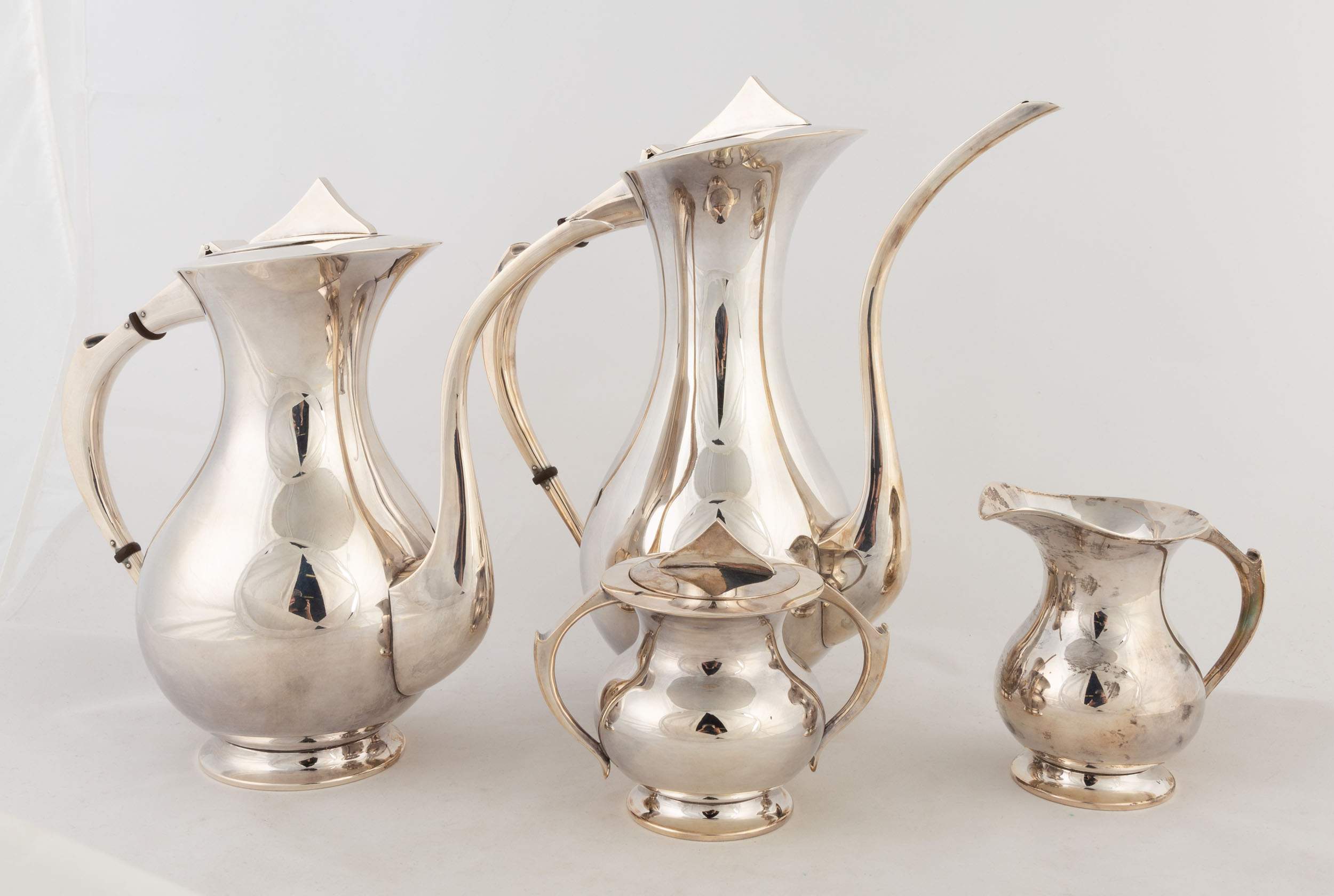 Sterling Silver Modern Design Four Piece Coffee Set | Cottone Auctions