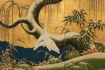 Four Paneled Hand Painted Asian Screen