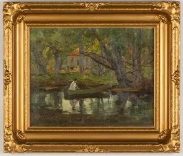 Charles Gruppe (American, 1860 - 1940) Lady in Boat