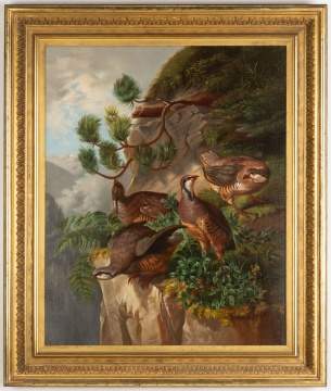 Partridges and Mountainous Landscape