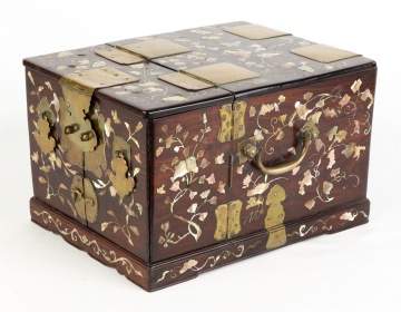 Inlaid Hardwood Dressing Box with Mirror