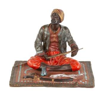 Austrian Cold Patinaed Bronze Seated Warrior