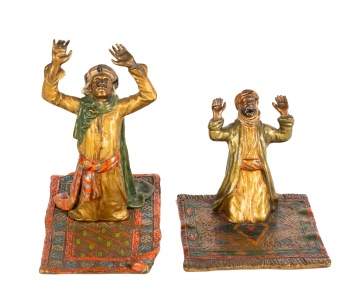 Two Austrian Cold Patinaed Bronze Praying Figures