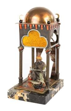 Austrian Cold Patinaed Bronze Lamp with Seated Scribe