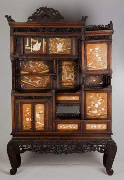 Japanese Carved, Inlaid and Lacquered Cabinet