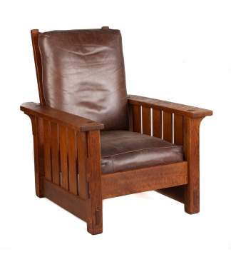 Gustav Stickley (American, 1858 - 1942) Slatted Morris Chair