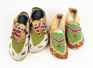 Two Pair of Plains Moccasins