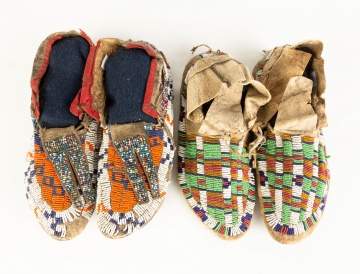 Two Pair of Plains Moccasins