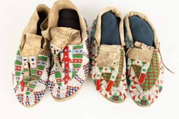 Two Pair of Plains Moccasins