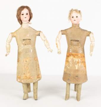 Two Tin and Bisque Bank Dolls