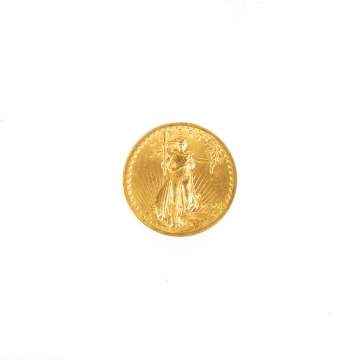 Fine $20 Gold High Relief St Gaudens Coin. Graded MS63+.