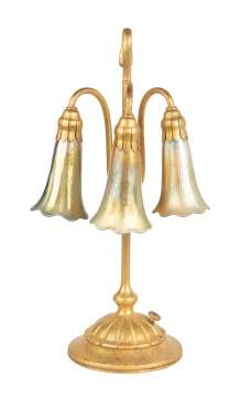 Tiffany Studios, NY Three Light Lily Lamp
