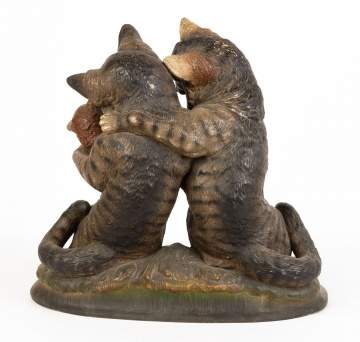 Painted Terra-cotta Cat Family Group