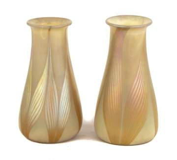 Attributed to Tiffany Studios. Pair of Candle Lamp Shades