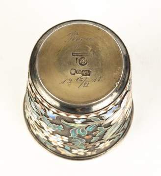 Silver and Enameled Russian Beeker