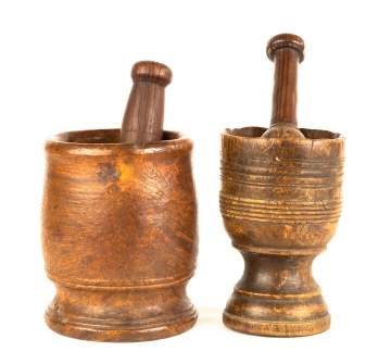 Two Burl Mortar and Pestals