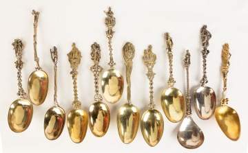 Twelve Early Dutch Silver Figural Spoons
