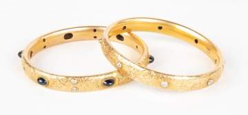 Two 14k Gold Bangle Bracelets