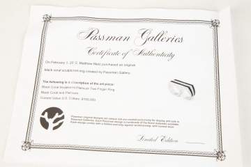 Black Coral Platinum Sculptured Ring