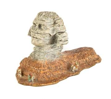 Egyptian Bronze Painted Cold Patinaed Ink Well