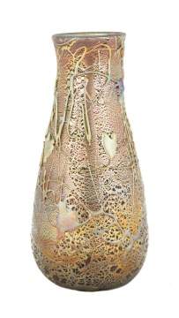 Rare Steuben Aurene Vase with Applied Decoration