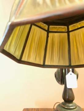 Tiffany Studios, NY Linen Fold Counter Balance  Lamp